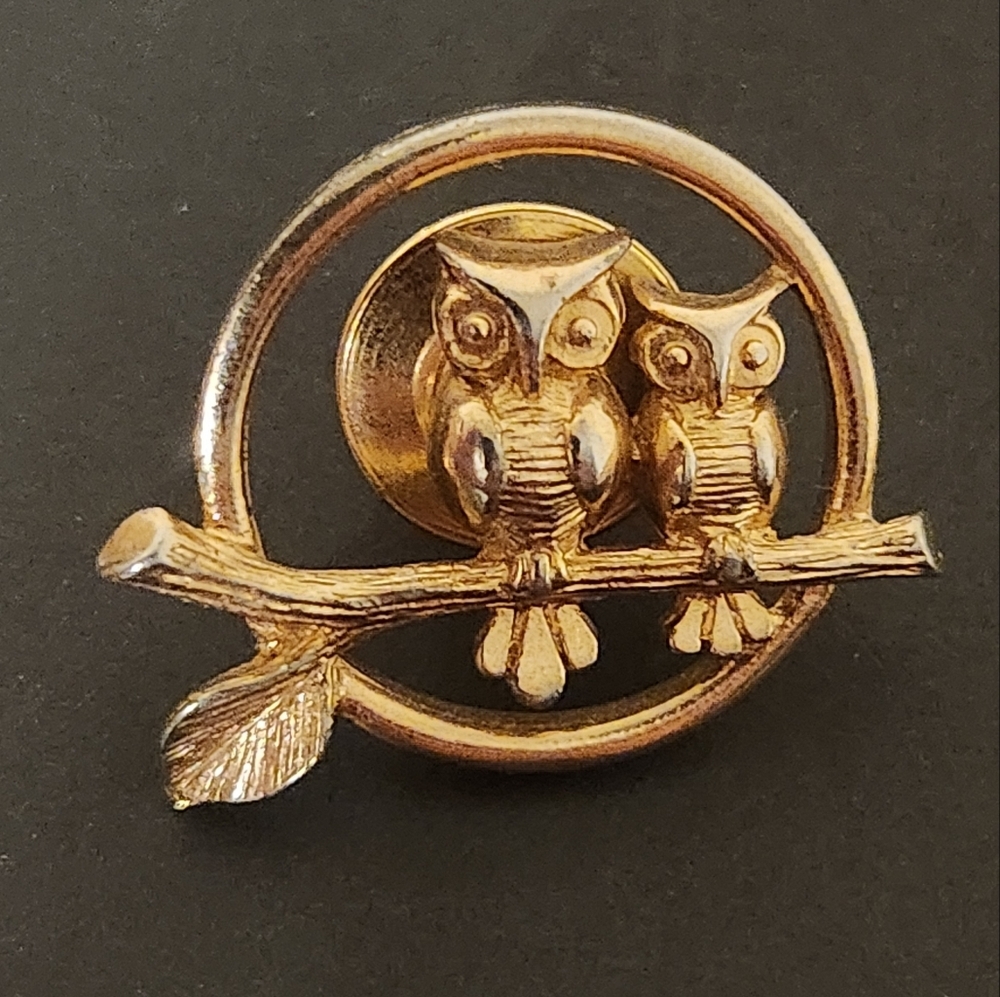 Owl Pin Owl Brooch Gold Tone - Picture 5 of 5